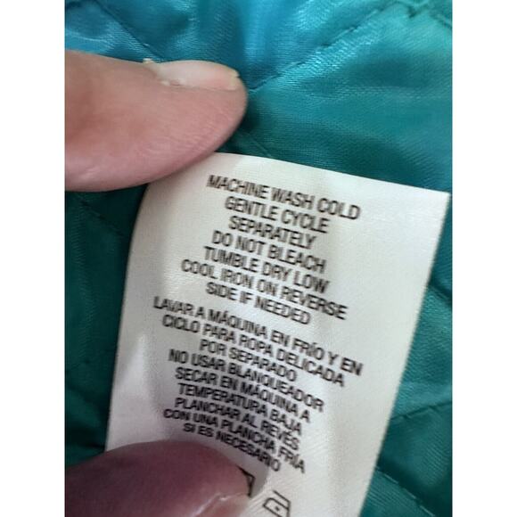 VTG Basic Editions Women's Quilted Corduroy Jacket Vest Size M Teal Floral - Picture 16 of 16